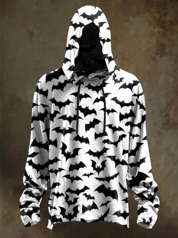 Halloween Bat Print Casual Hooded Sweatshirt