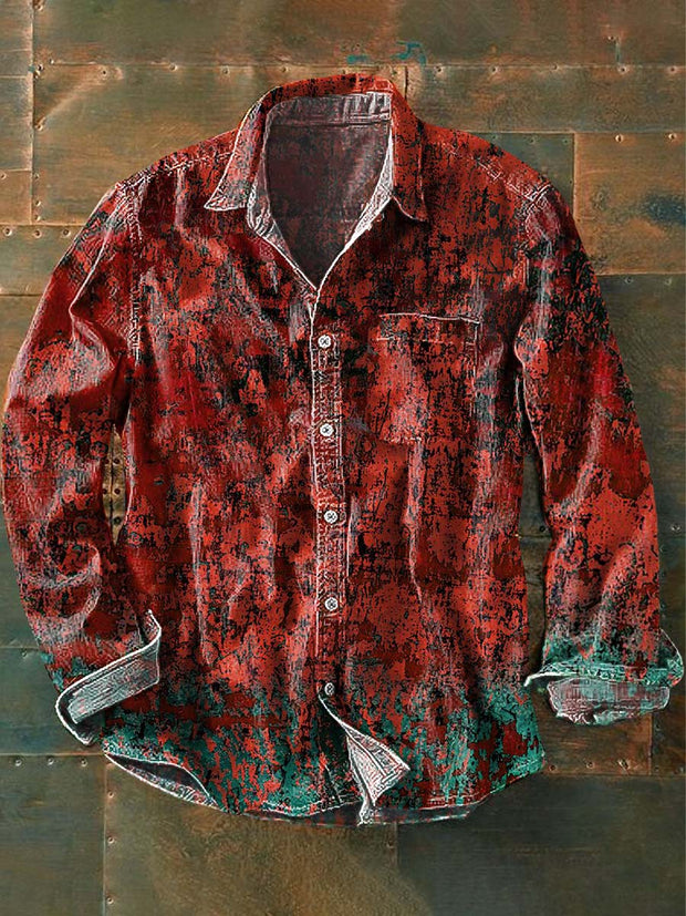 Color Clash Art Gradient Print Casual Long Sleeve Shirt