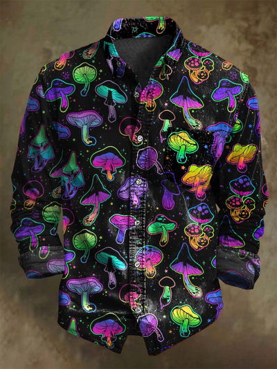 Halloween Dazzle Mushroom Print Casual Long Sleeve Shirt