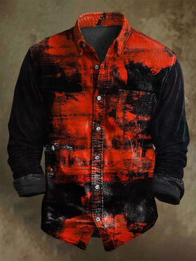 Abstract Color Clash Art Print Casual Long Sleeve Shirt