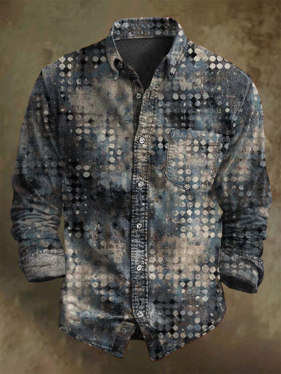 Abstract Gradient Polka Dot Print Casual Long Sleeve Shirt