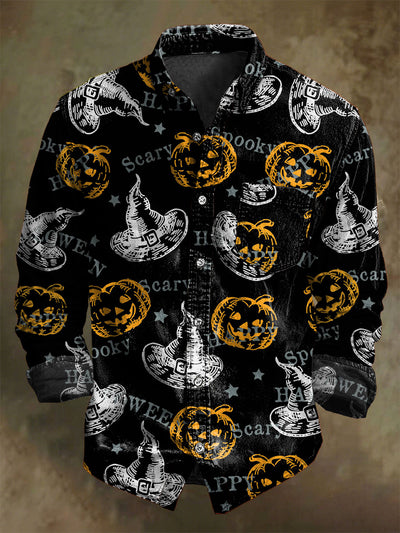 Halloween Scary Pumpkin Print Casual Long Sleeve Shirt