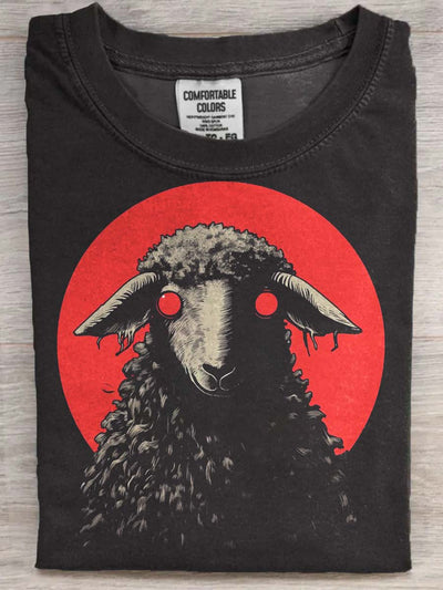 Halloween Dark Goat Print Casual Short Sleeve T-Shirt