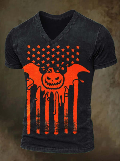 Halloween Pumpkin Print Casual Short Sleeve T-Shirt