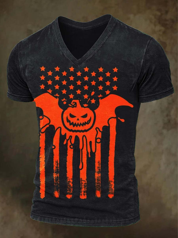 Halloween Pumpkin Print Casual Short Sleeve T-Shirt