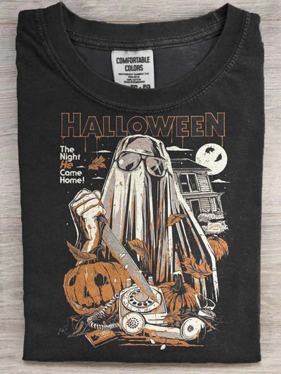 Halloween Scary Ghost Print Casual Short Sleeve T-Shirt