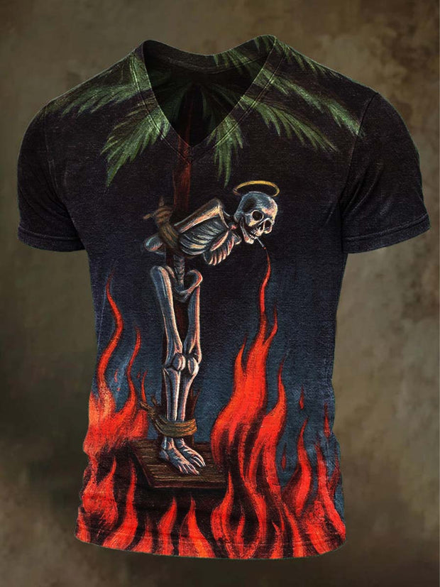 Halloween Skull Print Casual Short Sleeve T-Shirt