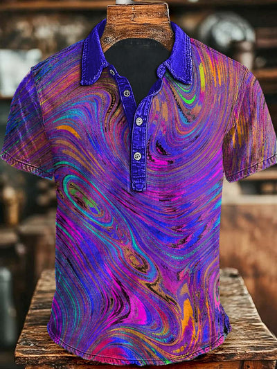 Colorful Abstract Rendering Art Print Casual Short-Sleeved Polo Shirt