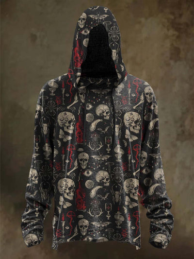 Gothic Skull Print Casual Hooded Sweatshirt