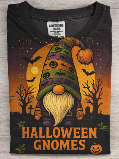 Halloween Gnome Elf Print Casual Short Sleeve T-Shirt