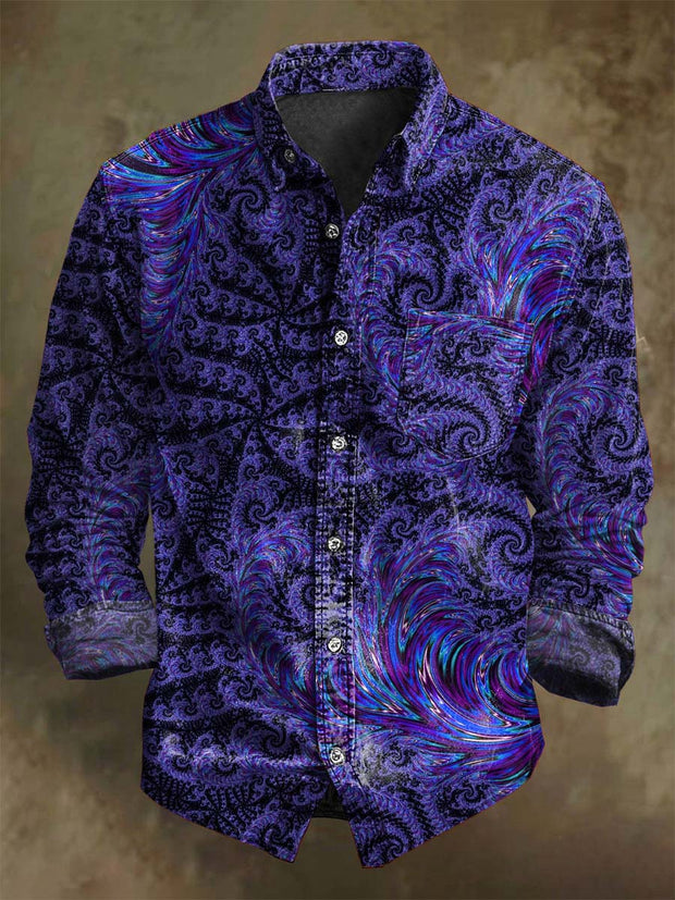 Artistic Abstract Swirl Print Casual Long-Sleeved Shirt