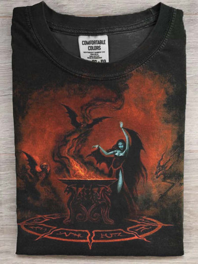Halloween Evil Demon Print Casual Short Sleeve T-Shirt