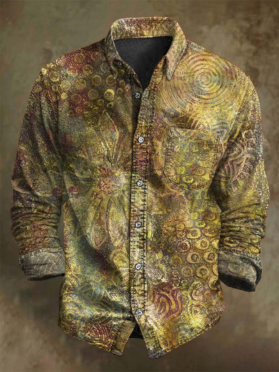 Retro Floral Print Casual Long-Sleeved Shirt