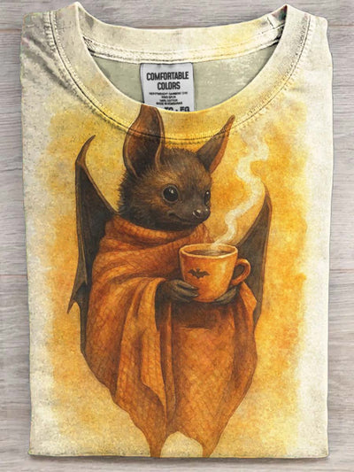 Cute Halloween Bat Print Casual Short Sleeve T-Shirt