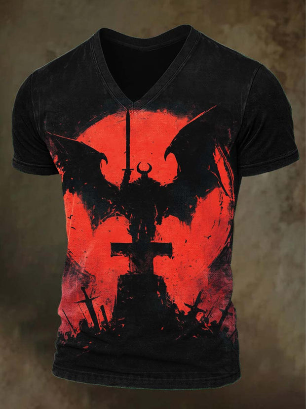 Halloween Devil Print Casual Short Sleeve T-Shirt