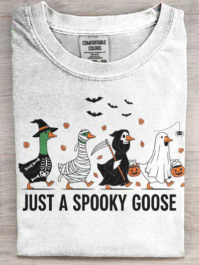 Halloween Scary Goose Print Casual Short Sleeve T-Shirt