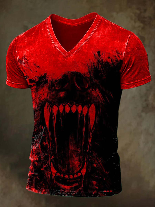 Halloween Houndstooth Print Casual Short Sleeve T-Shirt