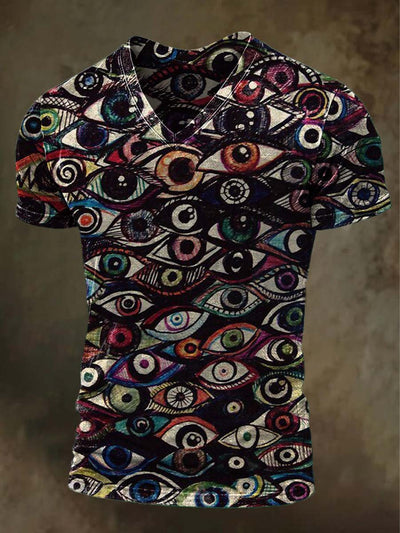 Halloween Painted Eyes Print Casual Short Sleeve T-Shirt