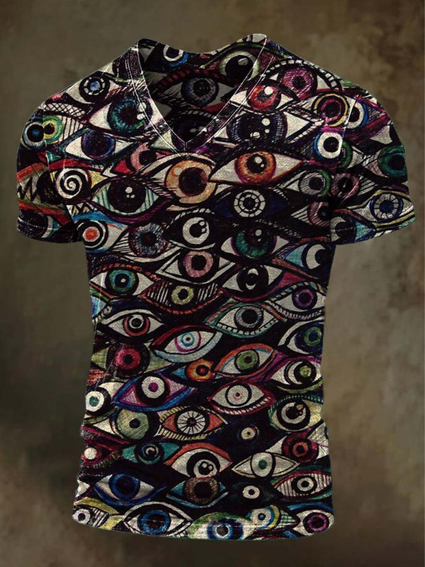 Halloween Painted Eyes Print Casual Short Sleeve T-Shirt