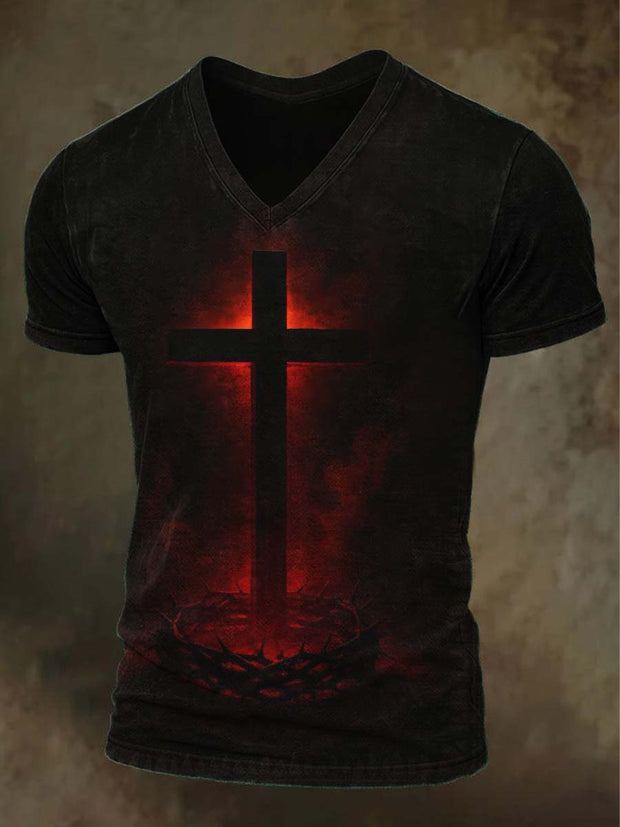 Faith Cross Printed Casual Short Sleeve T-Shirt
