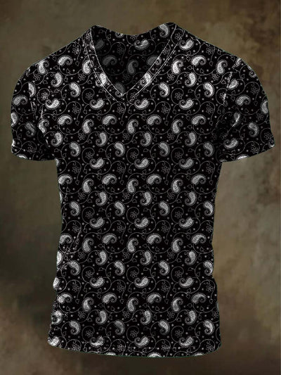 Vintage Paisley Print Casual Short Sleeve T-Shirt