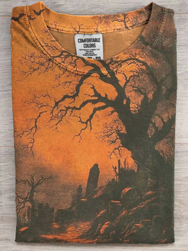 Halloween Scenery Printed Casual Short Sleeve T-Shirt