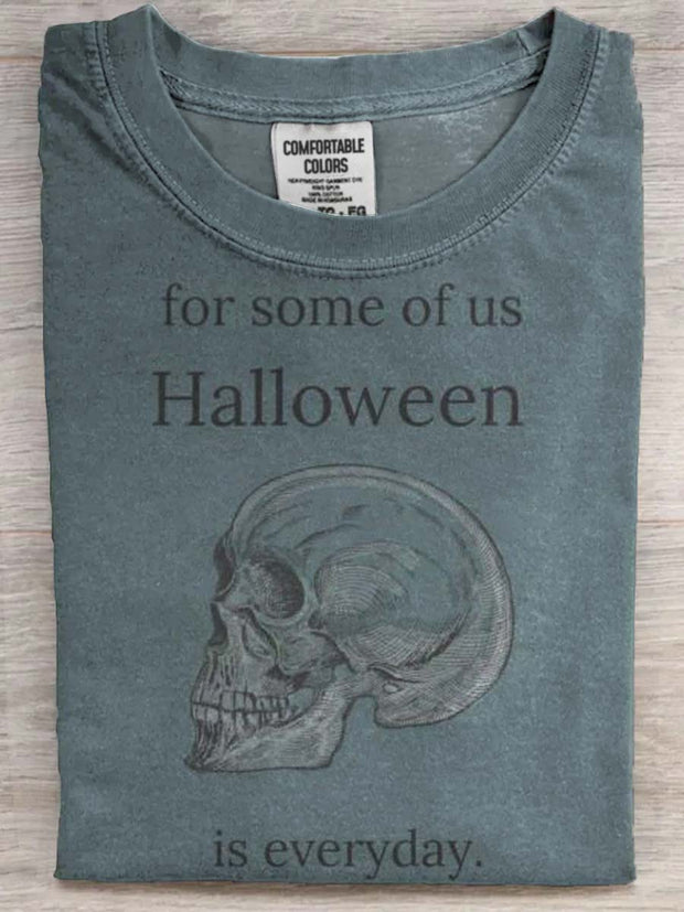Halloween Skull Print Casual Short Sleeve T-Shirt