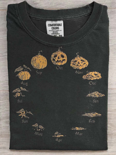 Halloween Fun Pumpkin Print Casual Short Sleeve T-Shirt