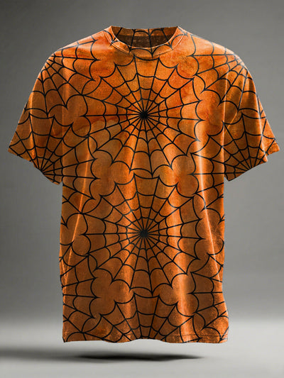 Halloween Spider Web Print Casual Short Sleeve T-Shirt