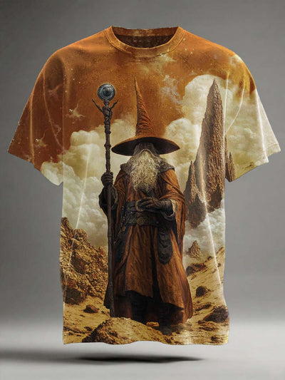 Dark Fantasy Gandalf Print Casual Short Sleeve T-Shirt
