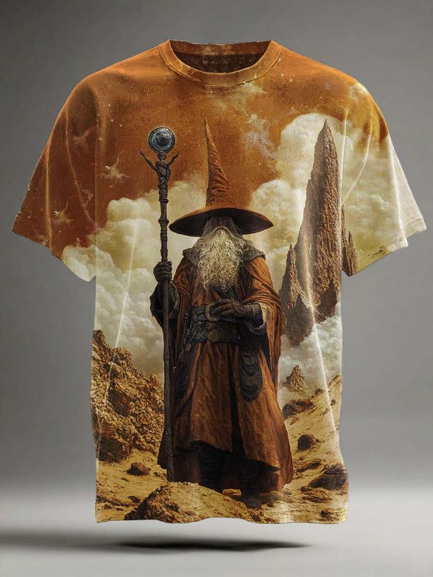 Dark Fantasy Gandalf Print Casual Short Sleeve T-Shirt