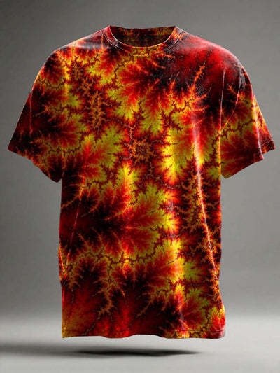 Abstract Fractal Art Style Printed Casual Short Sleeve T-Shirt