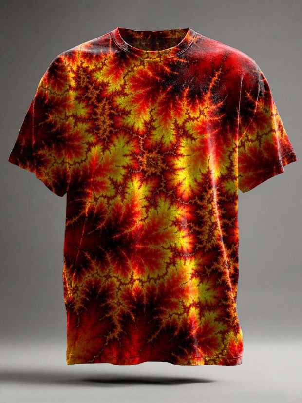 Abstract Fractal Art Style Printed Casual Short Sleeve T-Shirt