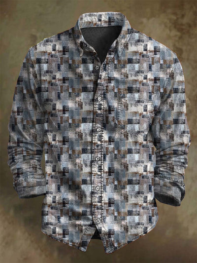 Vintage Plaid Printed Casual Long Sleeve Shirt