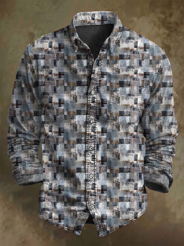 Vintage Plaid Printed Casual Long Sleeve Shirt