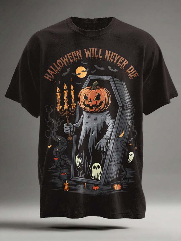 Halloween Never Dies Printed Casual Short Sleeve T-Shirt