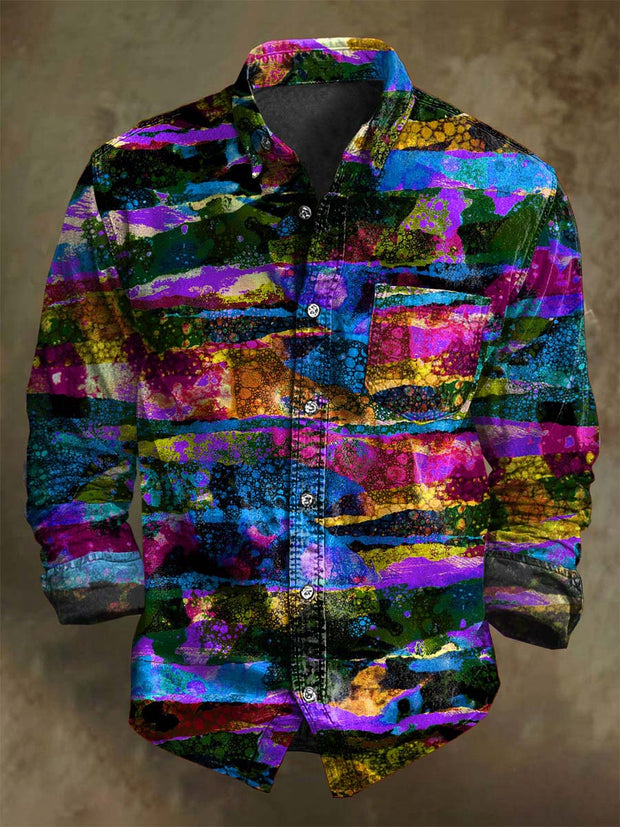 Abstract Color Clash Art Print Casual Long Sleeve Shirt