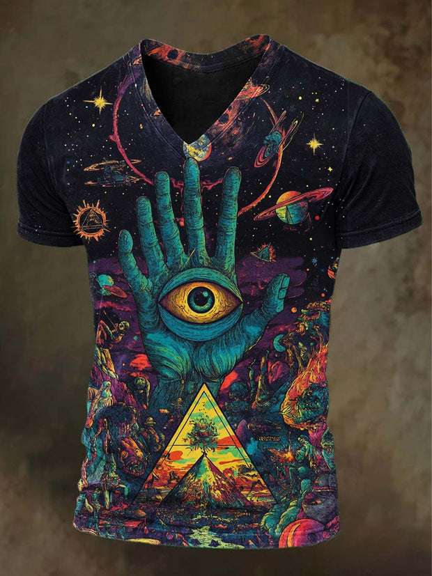 Halloween Dark Eyes Print Casual Short Sleeve T-Shirt