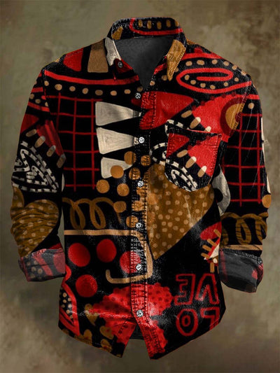 Mystic Abstract Print Casual Long Sleeve Shirt