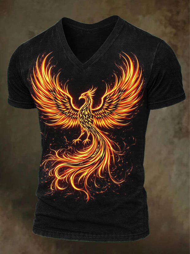 Vintage Phoenix Print Casual Short Sleeve T-Shirt