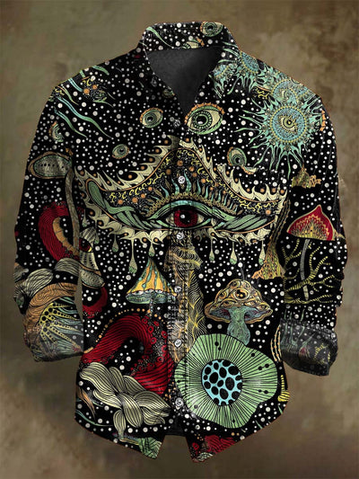 Halloween Dark Mushroom Print Casual Long Sleeve Shirt