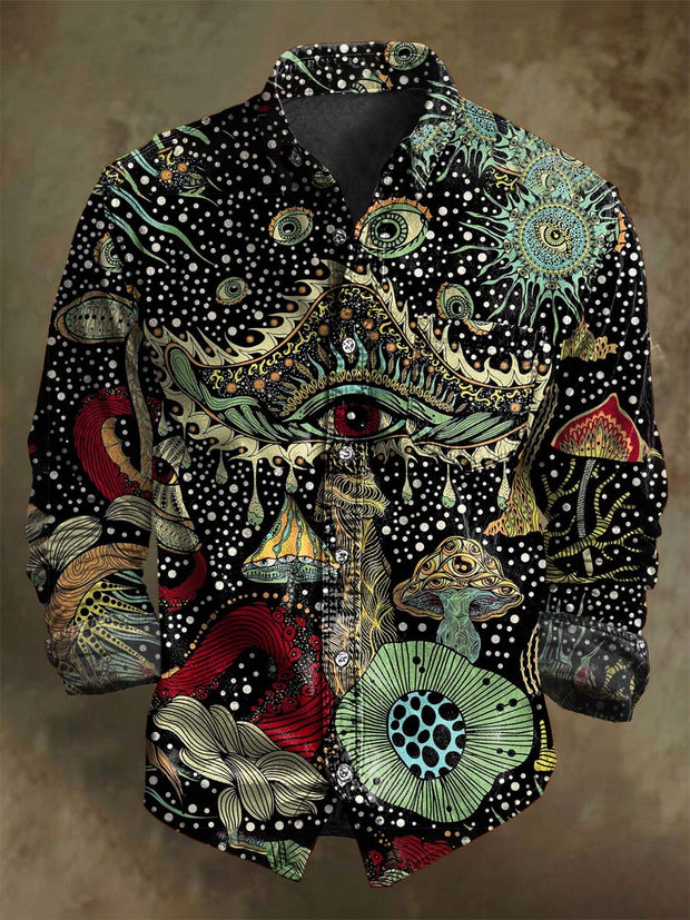 Halloween Dark Mushroom Print Casual Long Sleeve Shirt