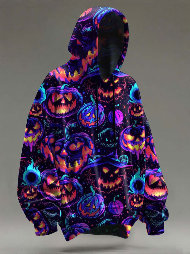 Evil Pumpkin Print Casual Hooded Sweatshirt