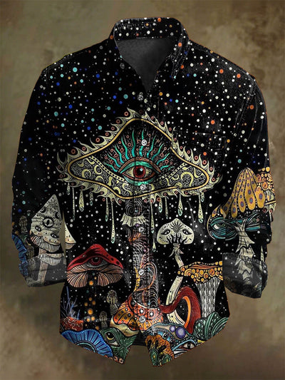 Halloween Dark Mushroom Print Casual Long Sleeve Shirt