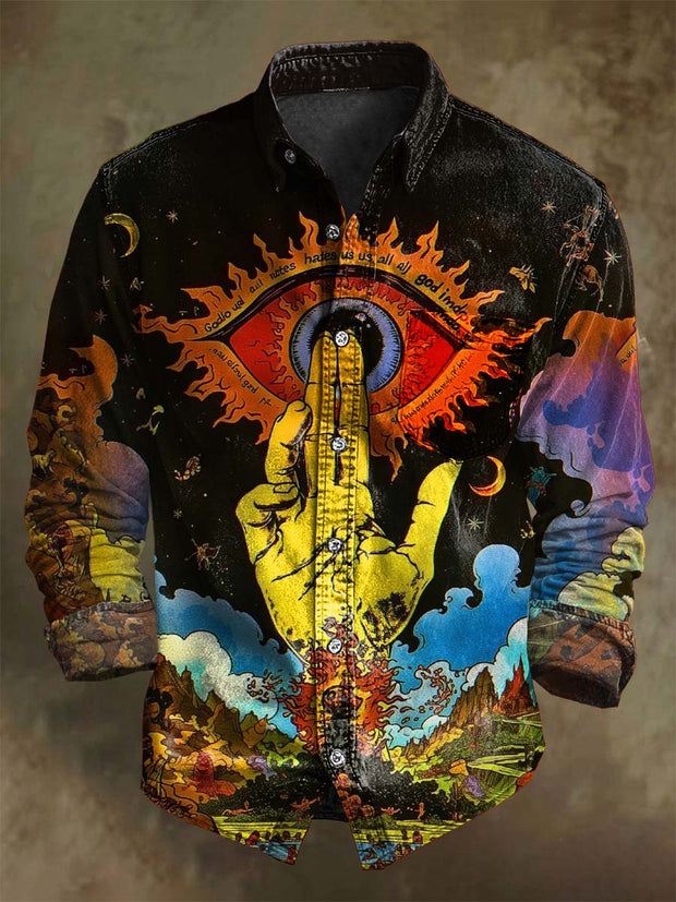 Halloween Dark Eyes Print Casual Long Sleeve Shirt