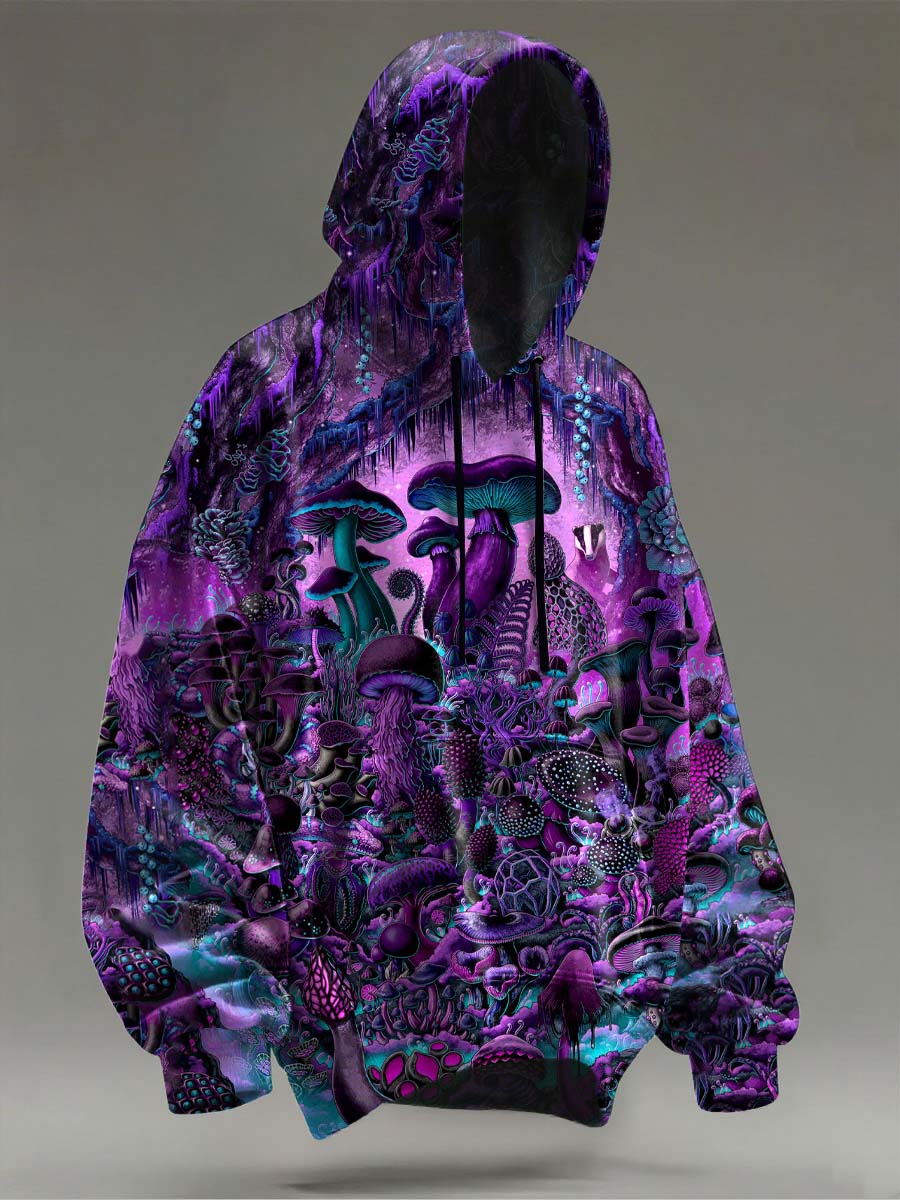 Psychedelic Mushroom Print Casual Hooded Sweatshirt