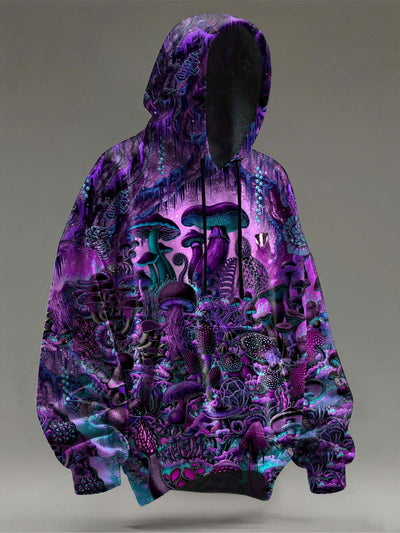 Psychedelic Mushroom Print Casual Hooded Sweatshirt