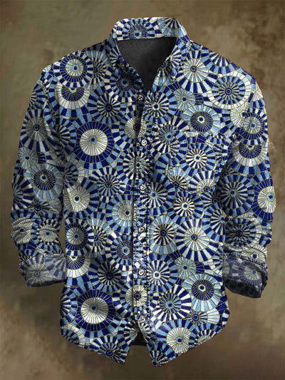 Vintage Floral Print Casual Long Sleeve Shirt