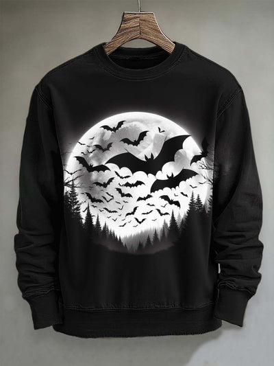 Halloween Midnight Bat Print Casual Sweatshirt