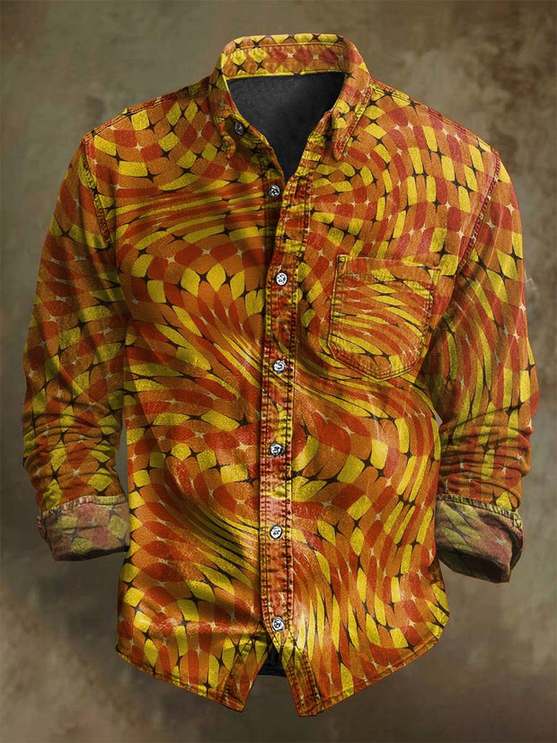 Art Abstract Twist Geometric Print Casual Long Sleeve Shirt